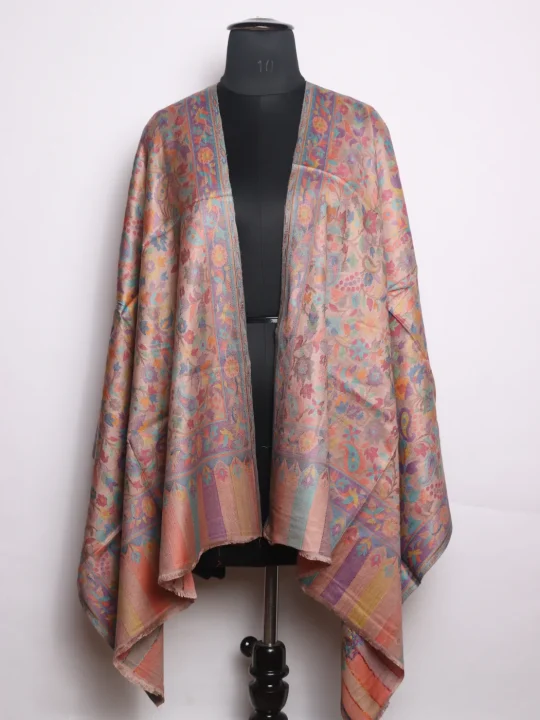 Kashmiri Stole With Brown Kani Work | Muskaan