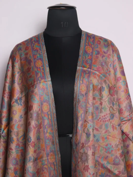 Kashmiri Stole With Brown Kani Work | Muskaan - Image 2