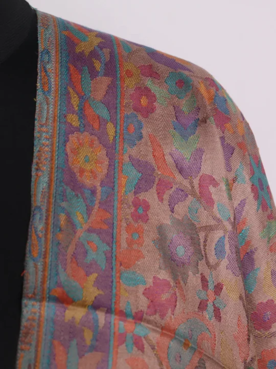 Kashmiri Stole With Brown Kani Work | Muskaan - Image 3