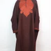 Kashmiri Pheran In Dark Brown Tweed Wool With Aari Embroidery |  Tahira