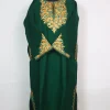 Green Kashmiri Pheran Elina in Cashmilon with Sleeve Point Aari Work