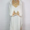 Elina Kashmiri Pheran in Cashmilon with Sleeve Point Aari Embroidery | Off White