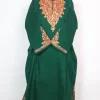 Kashmiri Pheran Elina in Cashmilon with Sleeve Point Aari Embroidery | Dark Green