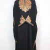 Kashmiri Pheran with Sleeve Point Aari Work in Cashmilon Elina | Black