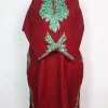 Kashmiri Pheran Elina in Maroon Cashmilon with Sleeve Point Aari Embroidery