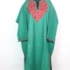 Kashmiri Pheran In Emerald GreenTweed Wool With Aari Embroidery | Shazia