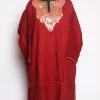 Red Kashmiri Pheran In Raffal Wool With Botte Tilla Embroidery | Fauzia