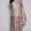 Grey Kashmiri Stole In Fine Wool With Aari Embroidery | Zehreen