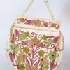 Kashmiri Potli Bag Gul In Peach Velvet With Aari Embroidery