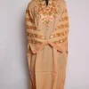 Gulafroz Kashmiri Pheran In Raffal Wool With Aari Embroidery | Peach