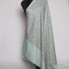 Gulrukh Kashmiri Shawl In Fine Wool With Sozni Embroidery | Ice Blue