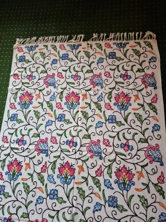 Iffat Kashmiri Sofa Throw In Hand Crewel Embroidery - Image 4