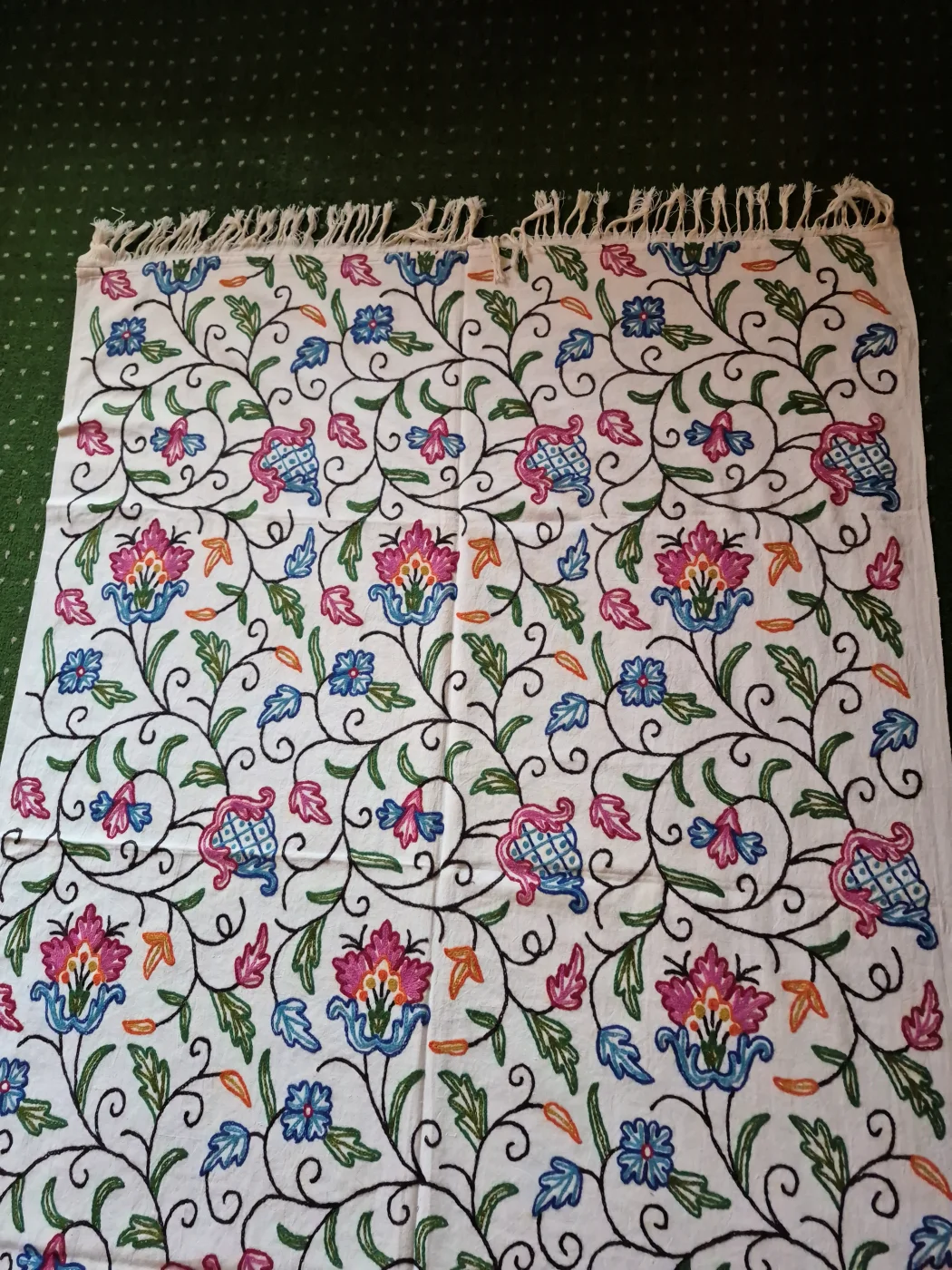 Iffat Kashmiri Sofa Throw In Hand Crewel Embroidery - Image 4