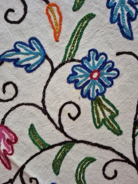 Iffat Kashmiri Sofa Throw In Hand Crewel Embroidery - Image 5