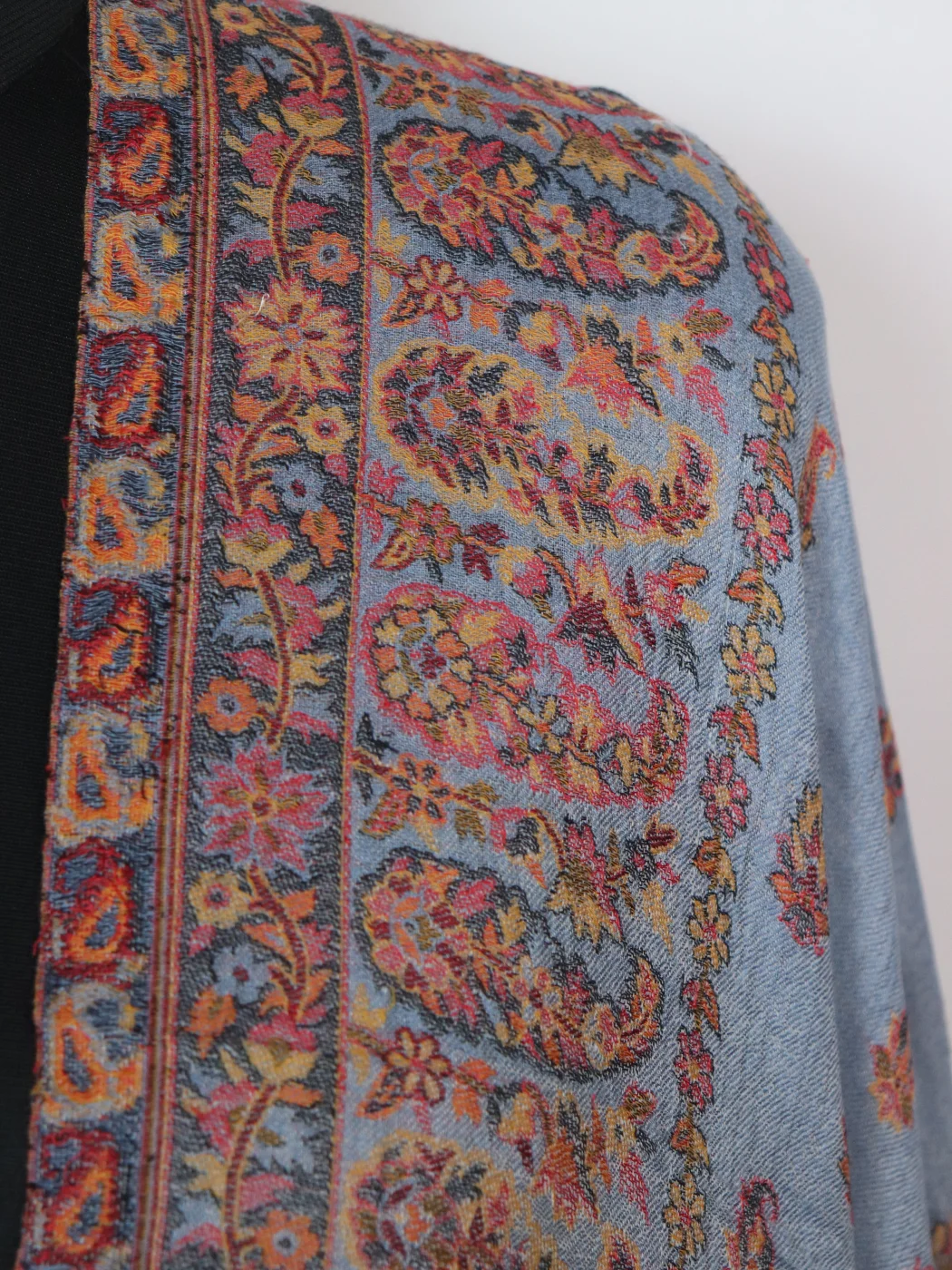Kashmiri Stole Imra in Fine Wool with Kani Pattern for Women | Slate Blue - Image 3
