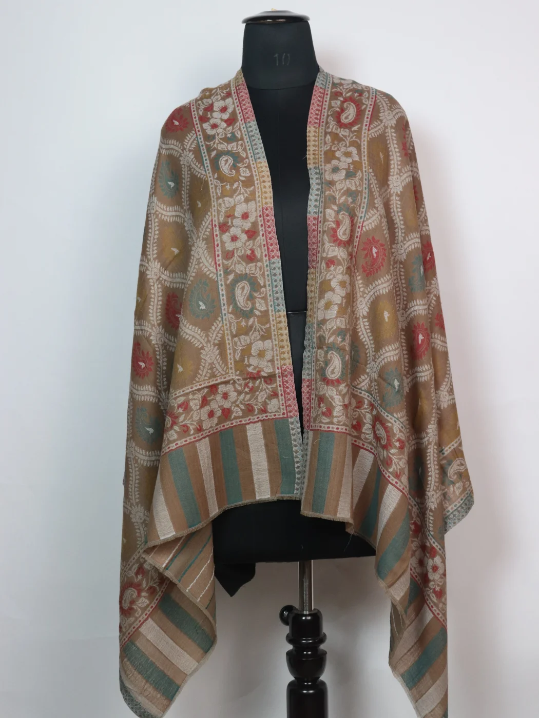 Imra Kashmiri Stole With Kani Pattern For Women In Fine Wool | Beige
