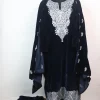Areeba Kashmiri 3 Piece Pheran Set In Velvet With Zari Tilla Embroidery | Navy Blue