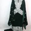 Eshal Kashmiri 3 Piece Pheran Set In Velvet With Zari Tilla Embroidery | Bottle Green