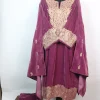 Arisha Kashmiri 3 Piece Pheran Set In Velvet With Zari Tilla Embroidery | Mauve