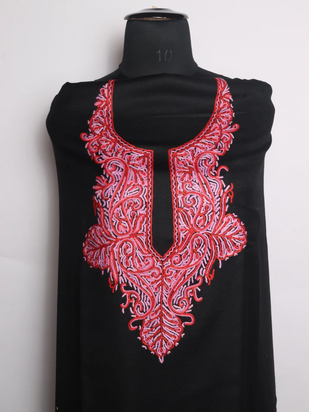 Sameera Kashmiri 3 Piece Unstitched Suit In Polywool With Hand Aari Embroidery | Black - Image 2