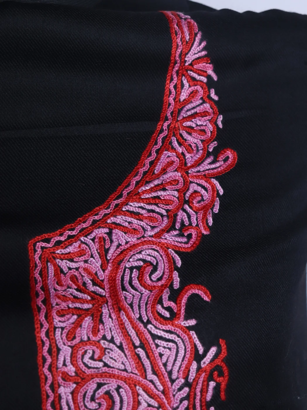 Sameera Kashmiri 3 Piece Unstitched Suit In Polywool With Hand Aari Embroidery | Black - Image 3