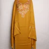 Yasmin Kashmiri 3 Piece Unstitched Suit In Polywool With Hand Aari Embroidery | Mustard Yellow