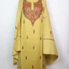 Zoon Kashmiri 3PC Suit In Pure Wool With Hand Sozni Paper Machie Style | Light Yellow