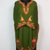 Kashmiri Aari Embroidered Pheran in Olive Green Cashmilon | Irtiza