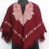 Kashmiri Girls' Poncho with Aari Embroidery in Maroon Cashmilon Wool