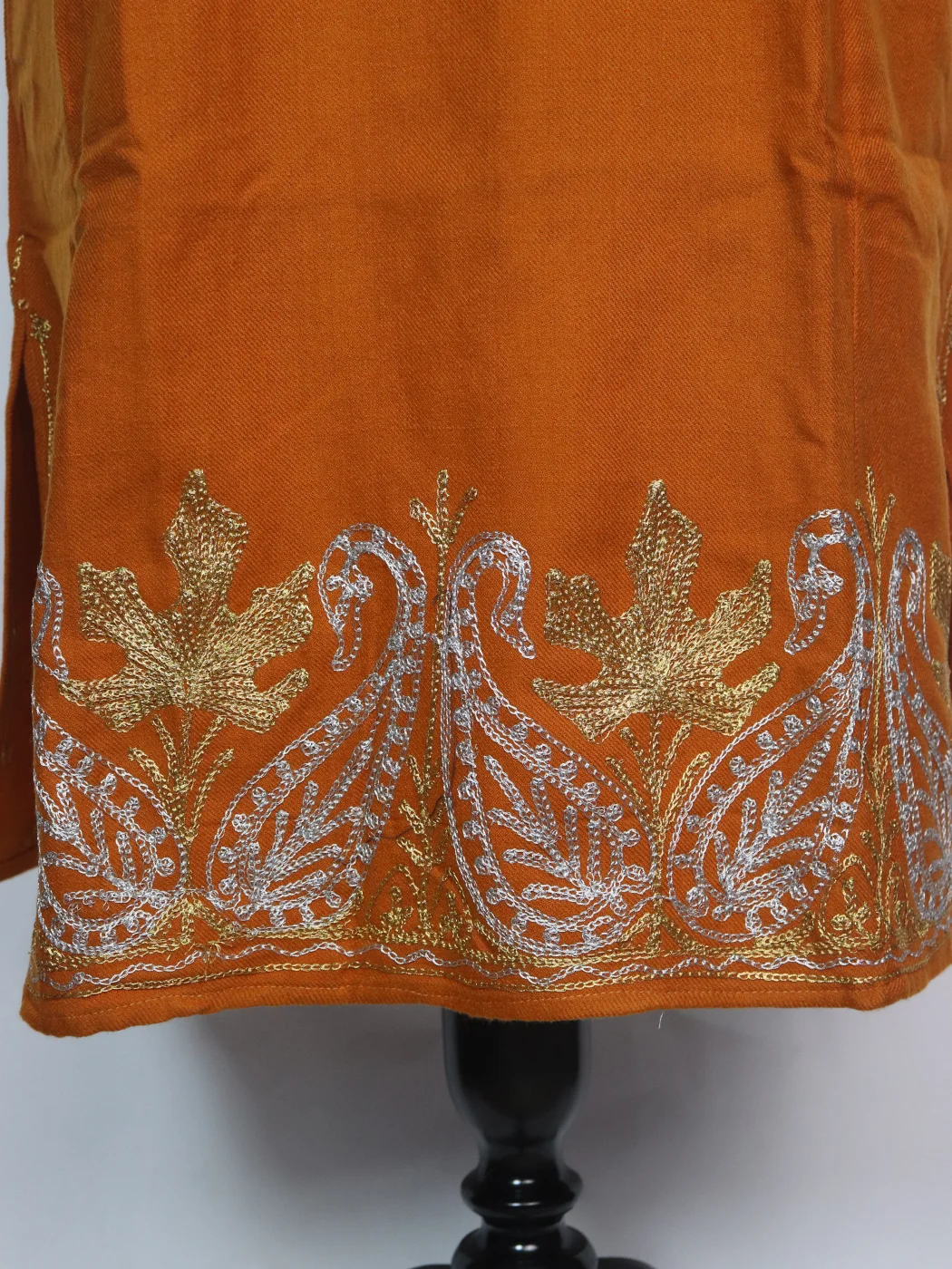 Muntaha Kashmiri Pheran in Yellow Cashmilon With Zari Work - Image 4