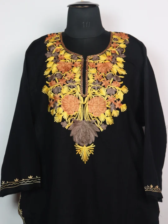 Black Mehr Kashmiri Cashmilon Wool Aari Embroidery - Image 2