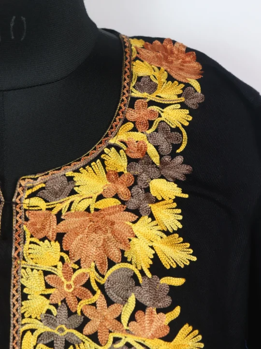 Black Mehr Kashmiri Cashmilon Wool Aari Embroidery - Image 3