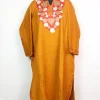 Mustard Mehr Kashmiri Pheran Cashmilon Wool With Aari Work