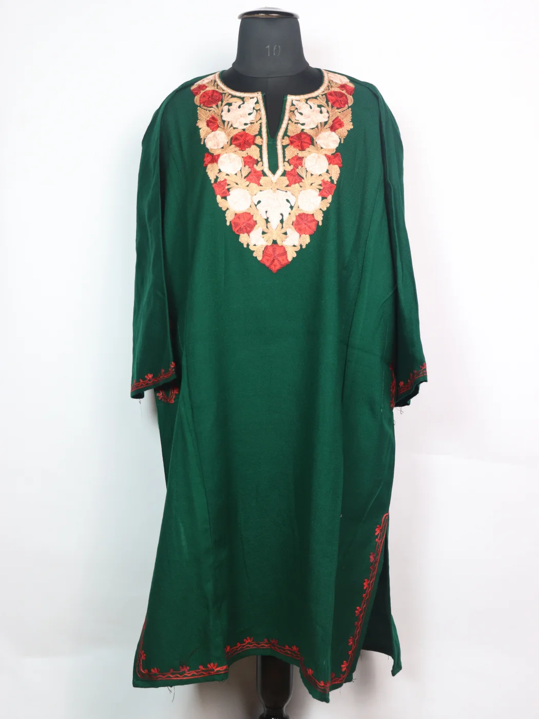 Mehr Green Kashmiri Pheran Cashmilon Wool With Aari Embroidery
