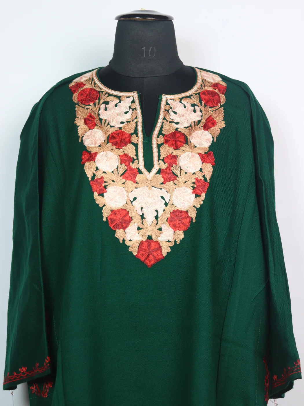 Mehr Green Kashmiri Pheran Cashmilon Wool With Aari Embroidery - Image 2