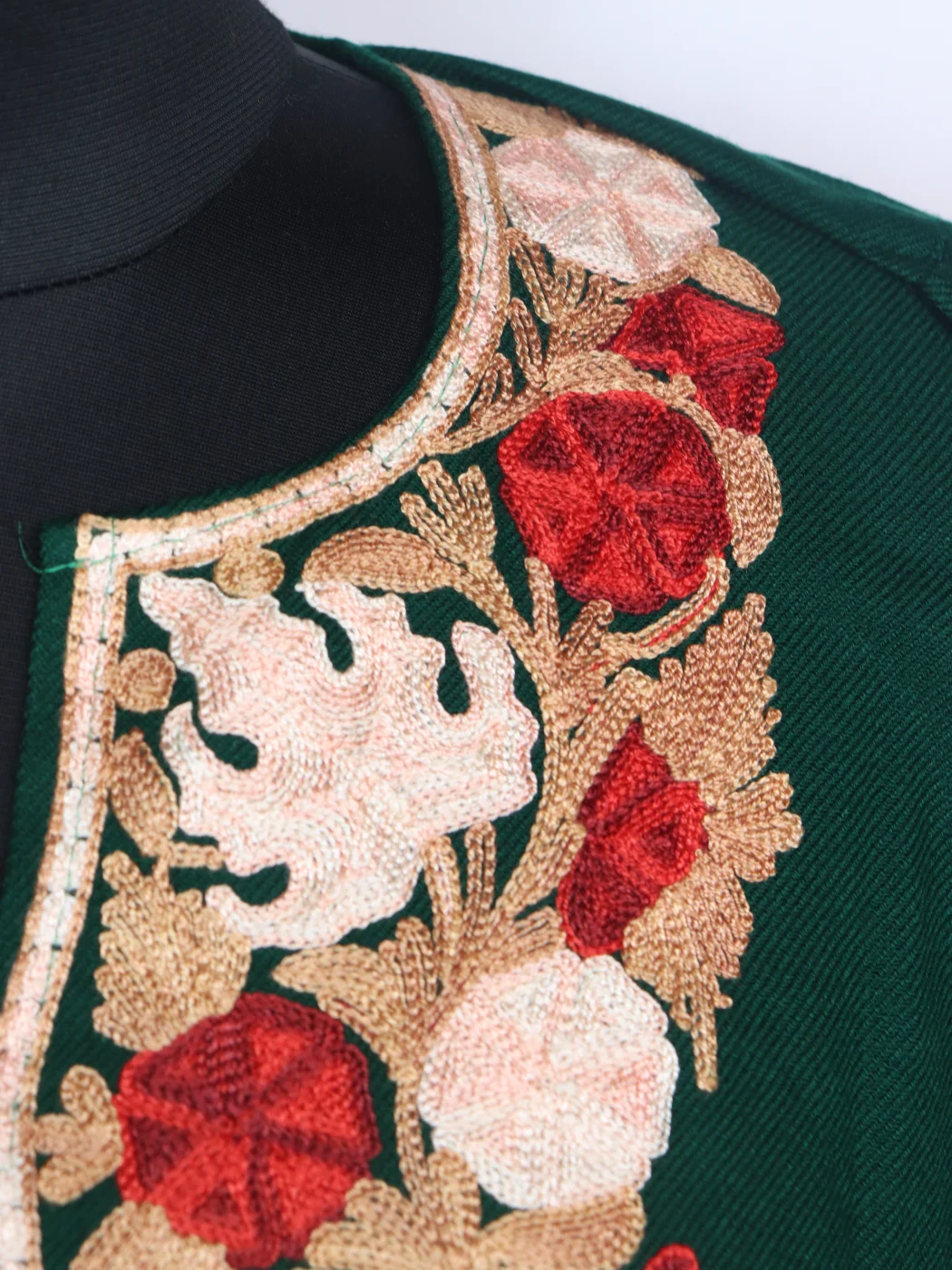 Mehr Green Kashmiri Pheran Cashmilon Wool With Aari Embroidery - Image 3