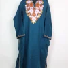 Blue Kashmiri Pheran Cashmilon Wool Mehr With Aari Work