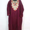 Elderberry Maroon Mehr Kashmiri Pheran Cashmilon Wool With Aari Embroidery