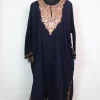 Navy Blue Kashmiri Pheran Cashmilon Wool With Aari kadhai Mehr
