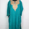 Ocean Blue Kashmiri Mehr Pheran Cashmilon Wool With Aari Embroidery