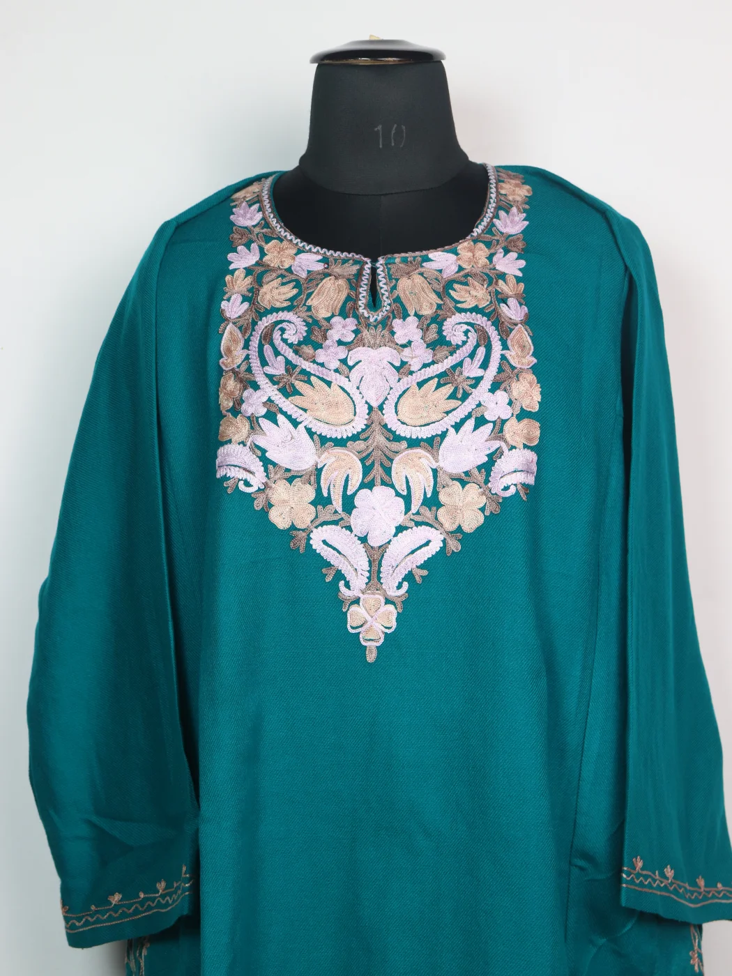 Ocean Blue Kashmiri Pheran Cashmilon Wool With Aari Work Mehr - Image 2