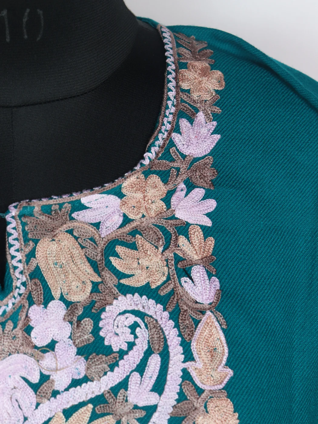 Ocean Blue Kashmiri Pheran Cashmilon Wool With Aari Work Mehr - Image 3