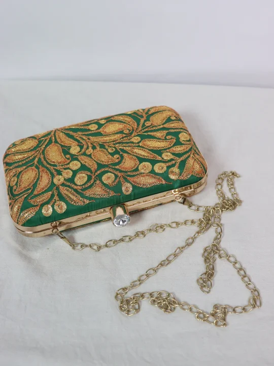 Mahira Kashmiri Clutch Bag | Emerald Green - Image 2