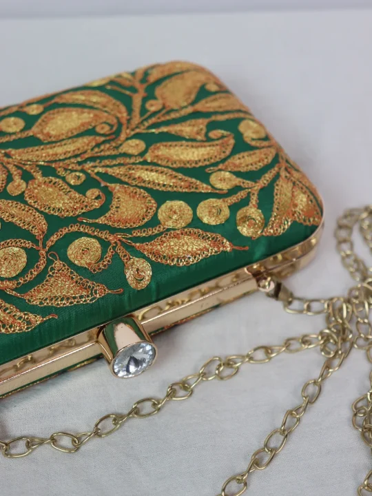 Mahira Kashmiri Clutch Bag | Emerald Green - Image 3