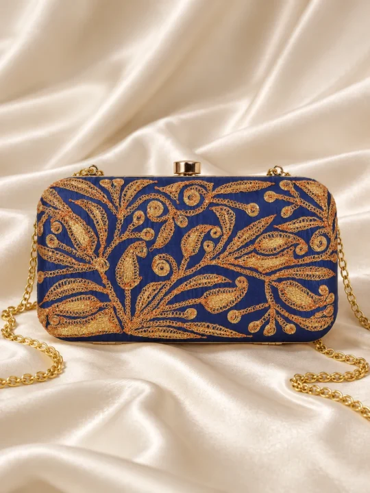 Hafsa Kashmiri Clutch Bag | Royal Blue