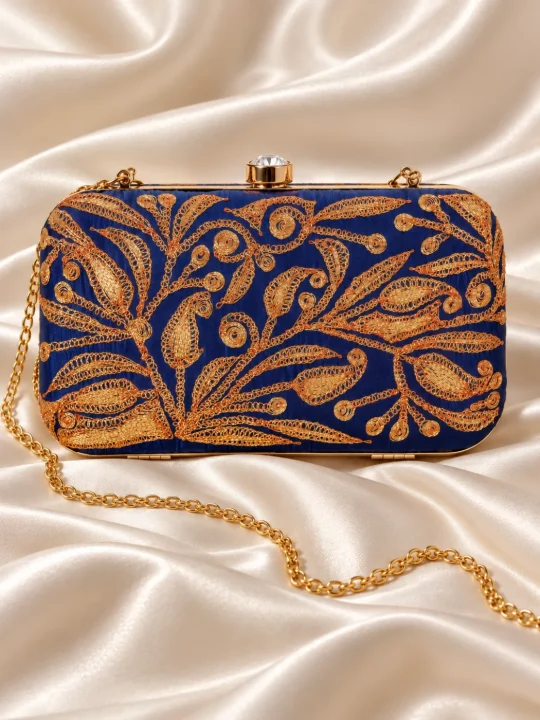 Hafsa Kashmiri Clutch Bag | Royal Blue