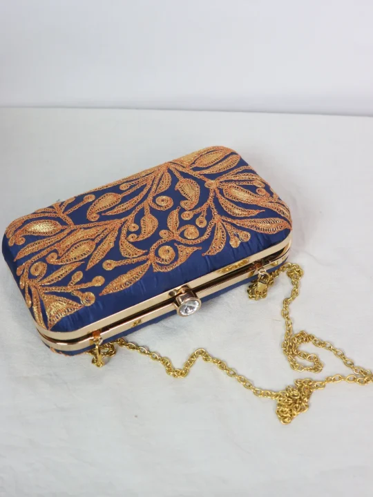 Hafsa Kashmiri Clutch Bag | Royal Blue - Image 2