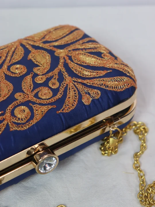 Hafsa Kashmiri Clutch Bag | Royal Blue - Image 3