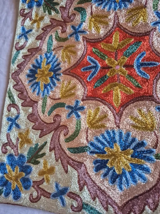 Fiza Kashmiri Cushion Covers With Hand Chain-Stitch Embroidery | Set of 2 | 16*16 Inches - Image 3