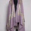 Kashmiri Fine Wool Stole Purple Aari Embroidery | Naghma